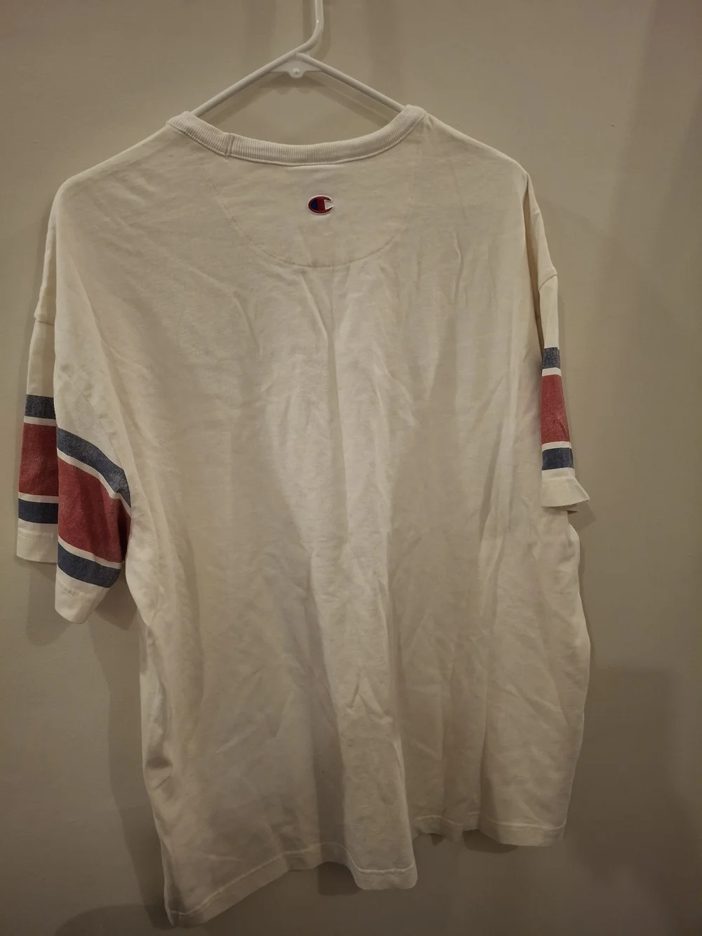 Champion Mens Med Cream Graphic '19' Short Sleeve Tee with Red & Navy Accents - Picture 2 of 3